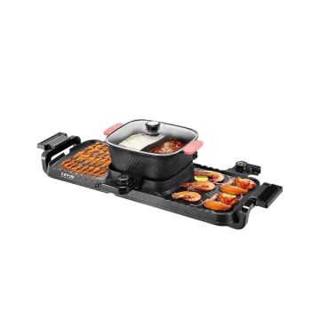 Electric 2300W 2-in-1 Hot Pot and Grill, Smokeless, Stainless Steel