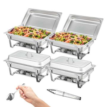 Set of 4 rectangular grills with 7.6 L fuel holder