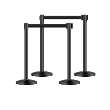 Carbon steel posts with 4 retractable straps, black, 4 pcs.