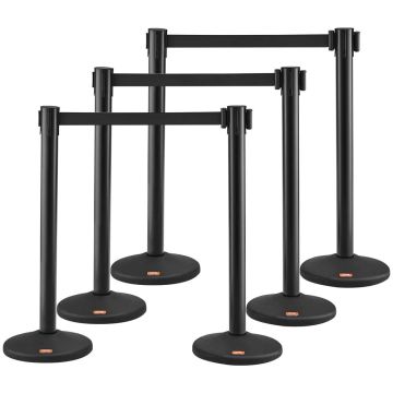 Crowd Control Pole Set with 3 Black 6.5 Foot Straps, Plastic