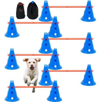 Dog agility obstacle set, 12 cones and crossbar, 6 pcs.