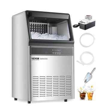 Commercial ice maker, 33 lb capacity, LED display, self-cleaning