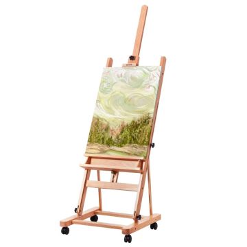 Studio H-shaped beech wood easel with wheels, for 48 inch canvases