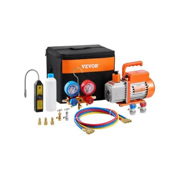 Vacuum pump and gauge set for HVAC air conditioner, 267 l/min