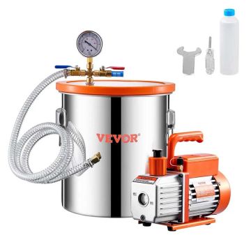 Vacuum stainless steel chamber 19 L with 100 l/min pump and acrylic lid