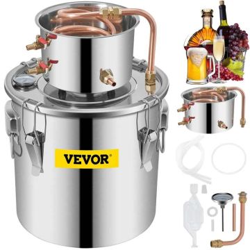 Moonshine still, 12 L, stainless steel with copper tube