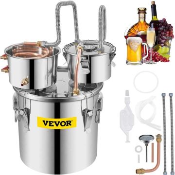 Moonshine distiller, 21 L, stainless steel, copper tube, thermometer, brewing set
