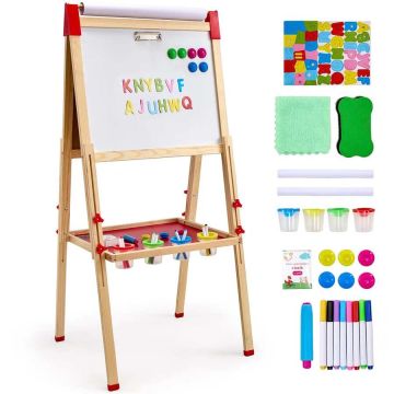 Children's wooden art easel 3in1 with white and chalk board