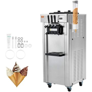 Commercial soft ice cream machine, 3 flavors, 2x4.3 L, stainless steel