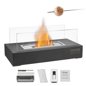 Tabletop metal fireplace 14 inches, portable spirit burner, square