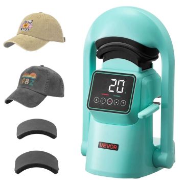 Automatic hat heat press machine, touch screen, 2 plates, green