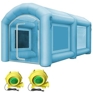 Inflatable paint booth, 13x8x7 feet, 210D oxford, with 2 blowers