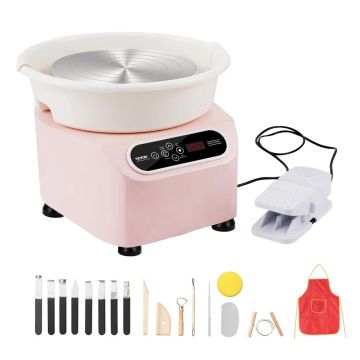 Ceramiczne koło formujące elektryczne, 10", 350 W, różowe