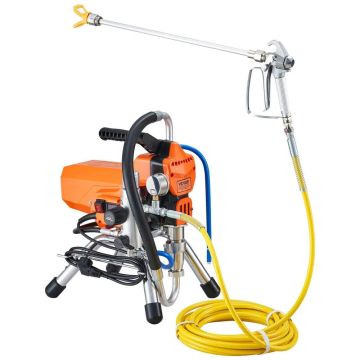 Airless wall paint sprayer 2000 W with high pressure hose, indoors and outdoors