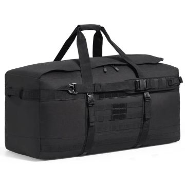 Torba sportowa taktyczna 100 l czarna z systemem MOLLE