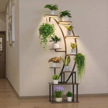 Plant stand with bulbs, 160 cm, 9-tier metal corner
