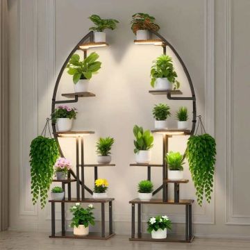 Plant stand set with grow lights, 7 tiers, 166.5 cm