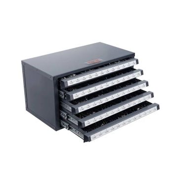 Drill bit dispenser cabinet with five drawers for steel drill bits