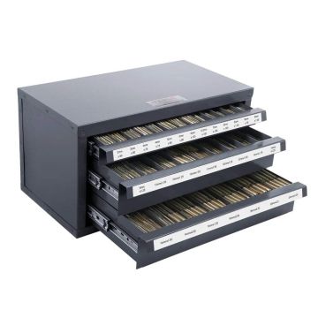 Tap dispenser cabinet for steel 3-24 mm, 29 compartments, 3 drawers
