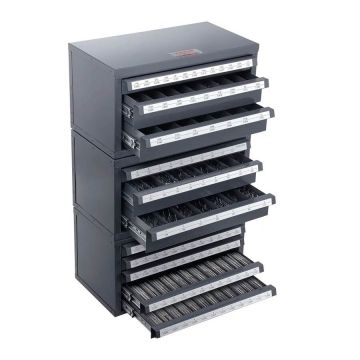 Drill dispenser cabinet, 3-piece, with 5 drawers