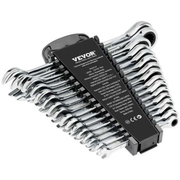 Combination wrench set, 16 pieces, cr-v steel, 8-24 mm, metric, with holder