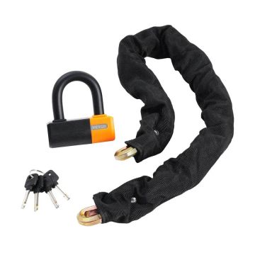 Zapięcie łańcuchowe do roweru, 3,28 stopy, stal, 14 mm, z 4 kluczami
