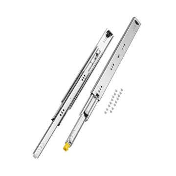 Lockable full-extension drawer slides with ball bearing, 250 lb load capacity, side mount, 16-60 cm