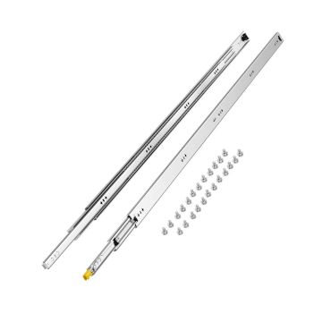 Lockable full-extension drawer slides, 250 lb load capacity, side mount, ball bearing, sizes 16-60 cm