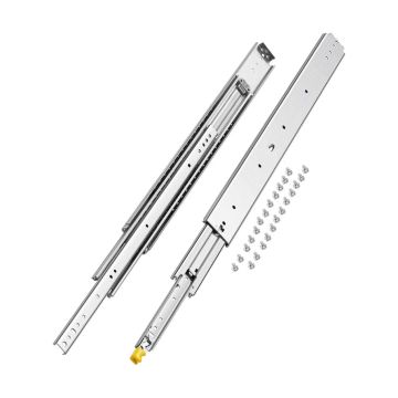 Pair of drawer slide systems with lock, 500 lb load capacity, side mount, ball bearings