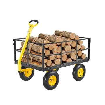 Steel Garden Cart 1400 lbs, 13 inch all terrain wheels, with mesh sides