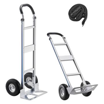 Hand truck 226.9 kg, aluminum alloy, non-slip wheels, fastening strap