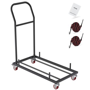 Foldable black iron chair trolley with 12 chair capacity