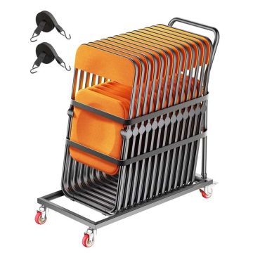Folding metal chair trolley, for 25 chairs, 136 kg, black