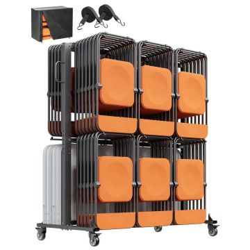 Folding double-layer chair trolley, 84 chairs, black