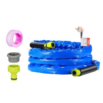 Heated 15-foot RV water hose, 5/8-inch, self-regulating, with quick-connect fittings