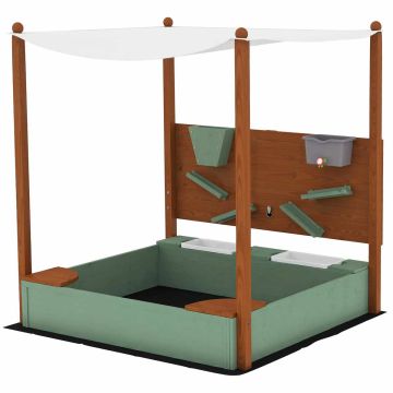 Children's sandbox with roof, 300 kg capacity, green spruce wood, 116x112.5x128 cm