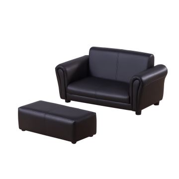 Sofa dziecięca z podnóżkiem Homcom, czarna