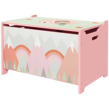 Skrzynia na zabawki dla dzieci, z pokrywką, dla dzieci w wieku 3-8 lat, 60 × 37 × 39 cm