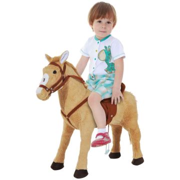 Konik bujany dla dzieci Homcom 85x28x60cm, jasnobrązowy