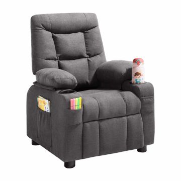 Fotel dziecięcy rozkładany VEVOR SX-81582, uchwyty na kubki i kieszenie, szary, 65,5 × 65,5 × 101,5 cm