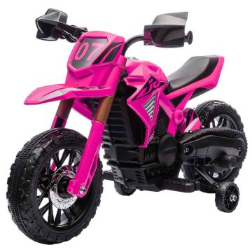 Motocykl elektryczny dla dzieci, z kółkami bocznymi, różowy, 105 × 57 × 62 cm