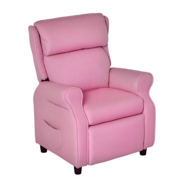 Children's armchair with footstool Homcom 58x53x70cm., pink/black