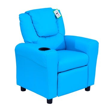 Children's armchair with footstool Homcom 62x52x69cm., blue/black