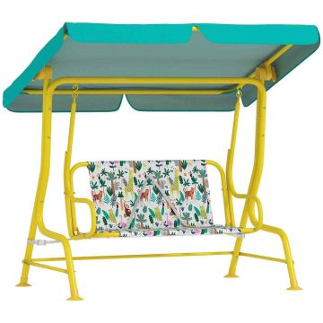 Huśtawka dziecięca podwójna zielona 112 × 75 × 120 cm
