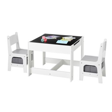 Children's furniture set VEVOR TF5601, Table and 2 chairs with storage boxes, White