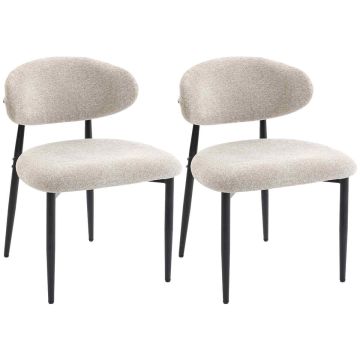 Dining chairs, 2 pcs, Beige/black, 58 × 77 × 58 cm