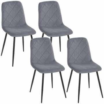 Dining chairs, set of 4, Grey, 45 × 87 × 54 cm