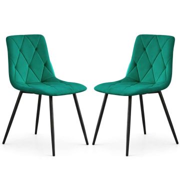 Krzesła do jadalni MILO, zestaw 2 szt., zielone, 45,5 × 87 × 43,5 cm