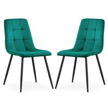 Krzesła do jadalni NERO, 2 szt., zielone, 45,5 × 87 × 43,5 cm