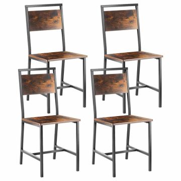 Dining chairs VEVOR DA270, 4 pcs, black/brown, 48 × 86.5 × 38 cm